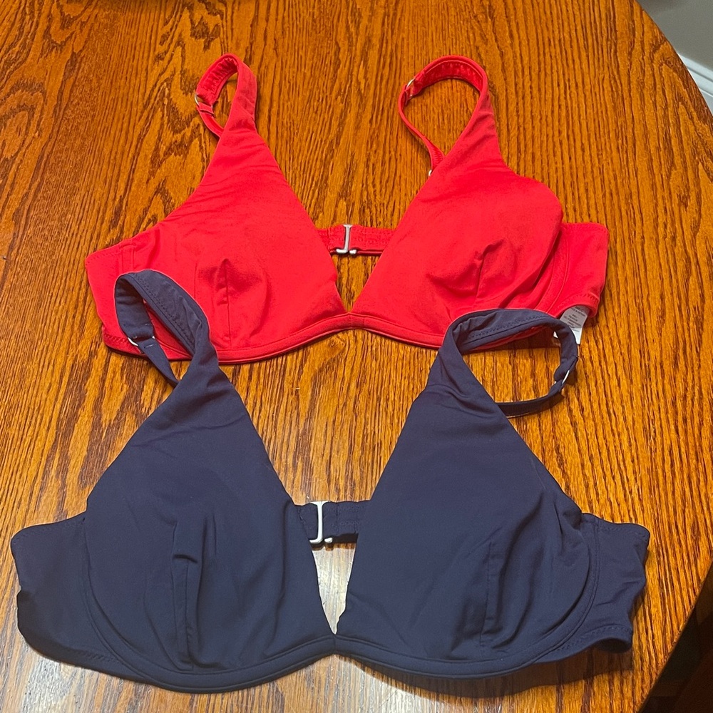 Athleta BUNDLE Red and Navy Underwire Bikini Tops